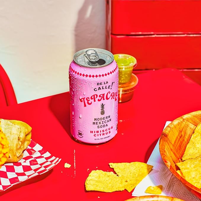 De La Calle Tepache - Hibiscus Citrus - Modern Mexican Soda - Craft Fermented Pineapple Sparkling Beverage - Certified Organic Antioxidant Rich Non-Alcoholic Healthy Soda Low Sugar Low Calorie N