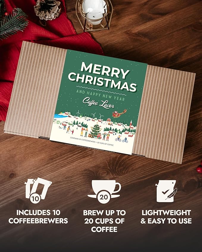 Christmas Coffee Gifts for Men &amp Women - 10 of the World's Finest Single Estate Specialty Coffees in Sampler Box for Coffee Lovers | Perfect Secret Santa Gift Set Idea with Unique Coffeebrewers