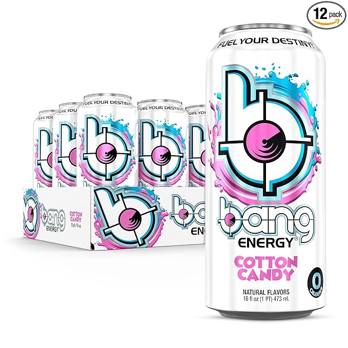 Bang Energy Cotton Candy Sugar-Free Energy Drink 16-Ounce | Pack of 12