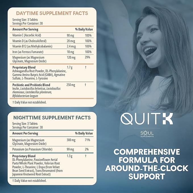 Withdrawal and Detox Support – QuitK Recovery Complex – Sleep Energy Stress Mood &amp Craving Support – Daily Supplement - Magnesium Glycinate Ashwagandha GABA L-Theanine Agmatine &amp More