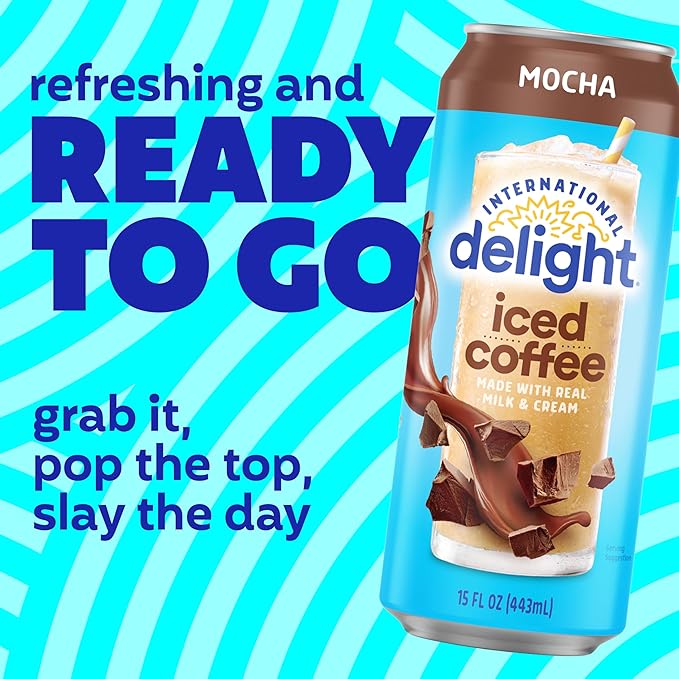 International Delight Iced Coffee Mocha Grab and Go Coffee Drinks Made with Real Milk and Cream 15 FL OZ Can 12 Count