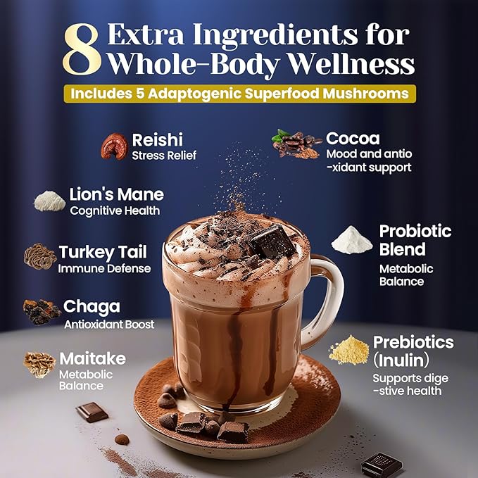 Venture Pal Hot Cocoa with Mushrooms Sleep Support Formula with Melatonin 3mg Reishi Magnesium Glycinate Sugar Free 30 Servings