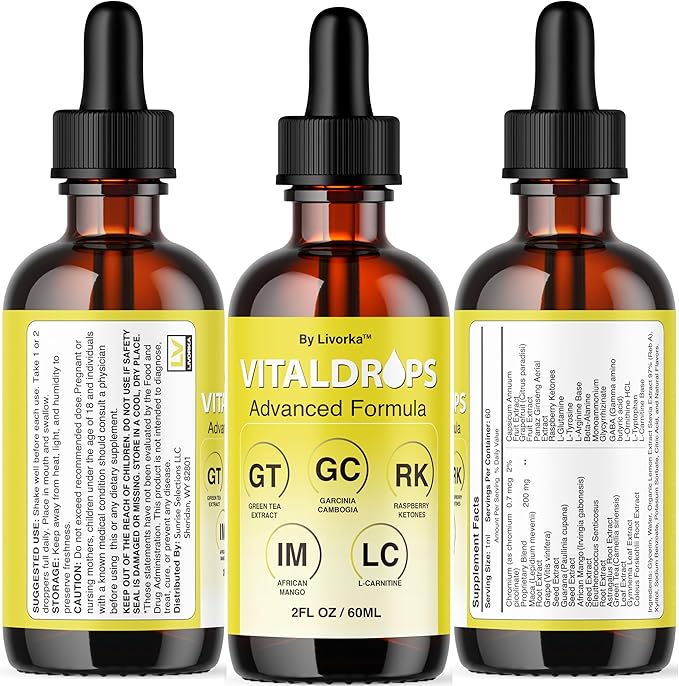 Vital Drops - Official Vital Drops Advanced Formula VitalDrops Daily Premium Liquid Supplement Support All Natural Multivitamin for Overall Health &amp Wellness 1 Bottle for 1 Month