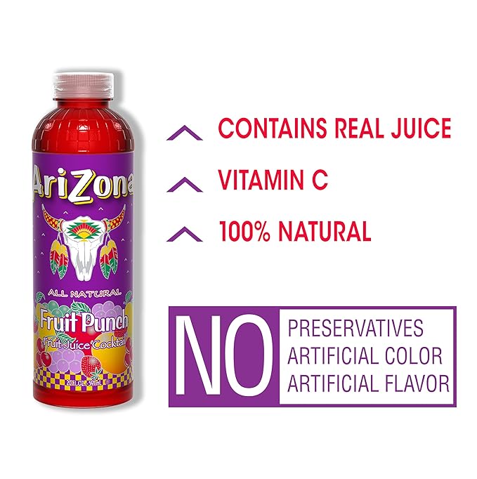 AriZona Fruit Punch Juice Cocktail 20 Fl Oz (Pack of 12)