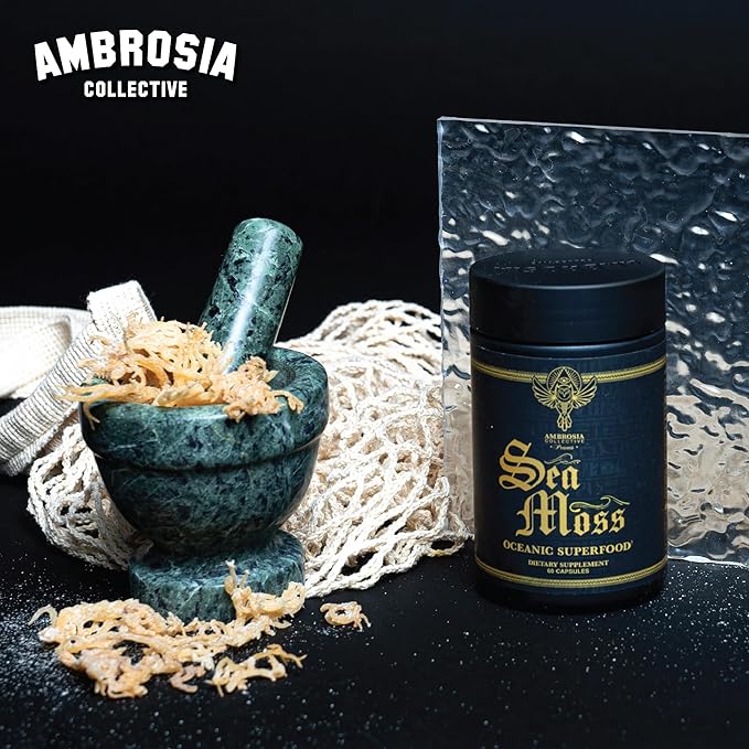 Ambrosia Irish Sea Moss Capsules | High Dose 500 mg/Serving | Made with Organic Sea Moss | Veggie Capsules