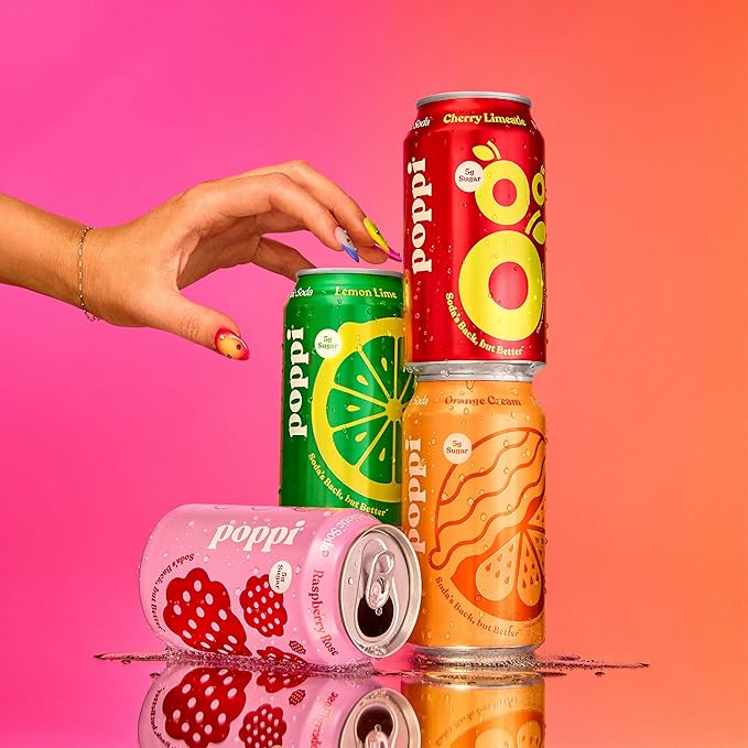 Poppi Sparkling Prebiotic Soda Beverage with Apple Cider Vinegar Seltzer Water and Fruit Juice Trend Setters Variety Pack 12 Fl Oz Pack of 12 Packaging May Vary