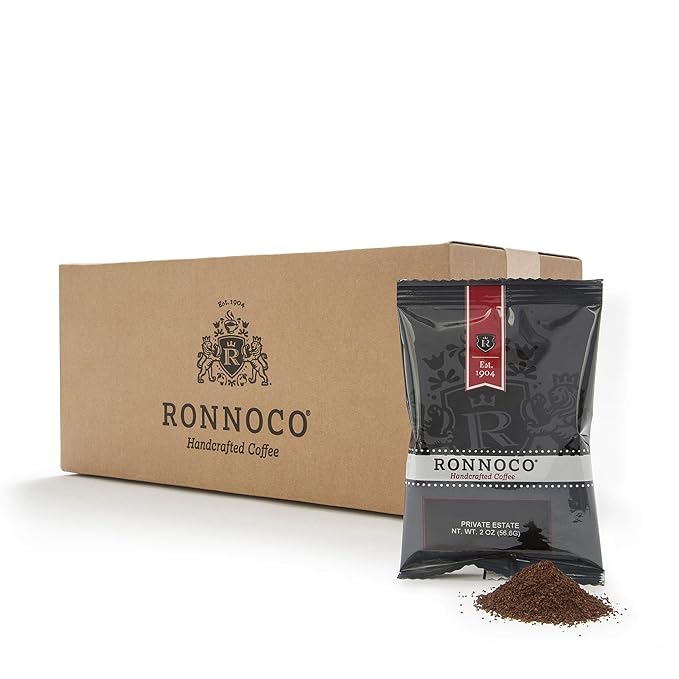Ronnoco Signature Private Estate Handcrafted Ground Coffee Fraction Packs Medium Roast Single Pot Bags for Drip Coffee Makers Individual Packets for Office Hotel and Restaurant 2 oz (24 Count)