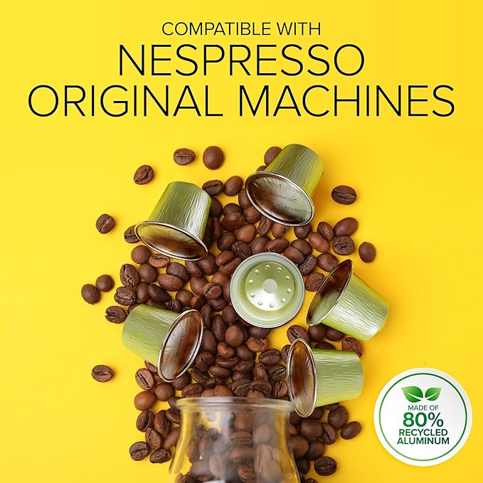 Organic USDA Bestpresso Coffee Aluminum Espresso Pods For Nespresso Original Machine 120 Pack (Naturally Balanced)