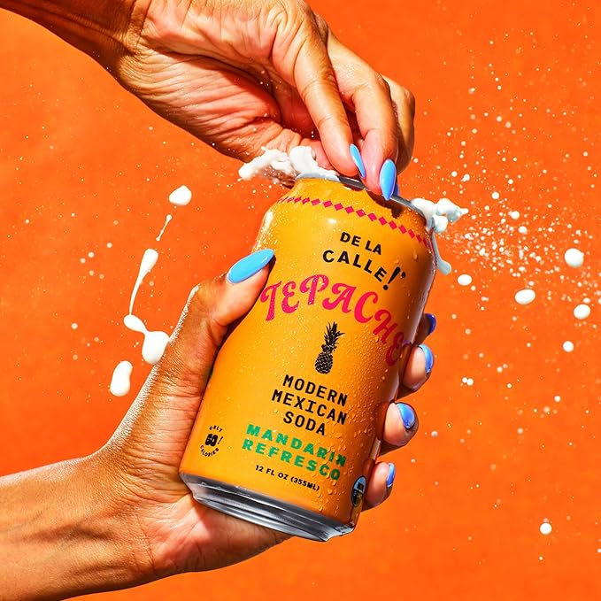 De La Calle Tepache - Mandarin - Modern Mexican Soda - Craft Fermented Pineapple Sparkling Beverage - Certified Organic Antioxidant Rich Non-Alcoholic Healthy Soda Low Sugar Low Calorie Non-GMO