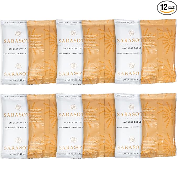 Snickerdoodle Sugar Cookie Ground Packs – Gourmet Medium Roast Fractional Packets | Low Acid Mold-Free 2 oz Single-Pot Pouches for 12-Cup Brewers | Bulk Flavored Portion Packs 12 Count – Sarasota