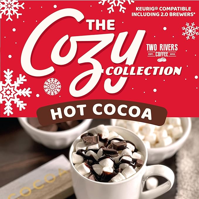 Two Rivers Coffee Cozy Collection Holiday Hot Cocoa Pods Compatible with Keurig K Cup Brewers Assorted Flavors 40 Count (Pack of 1)