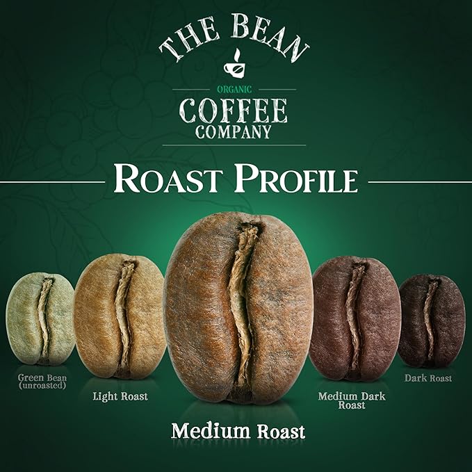 The Bean Organic Coffee Company Water Processed DECAF California Blend Medium Roast Ground Coffee 16-Ounce Bag Café Molido Tostado Orgánico descafeinado