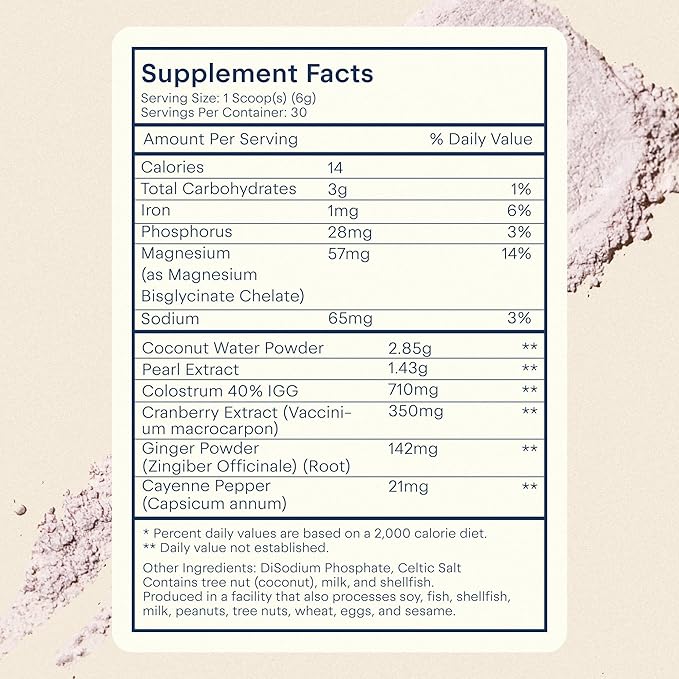 The Skinny Confidential Beauty Salt Hydration Powder with Grass-Fed Colostrum Electrolytes &amp Pearl Powder to Support Immunity &amp Digestive Health - Supports Glowing Hydrated Skin &amp Radiant