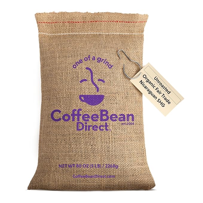 Coffee Bean Direct Unroasted Organic Fair Trade Nicaraguan SHG 5 Pound (Pack of 1)