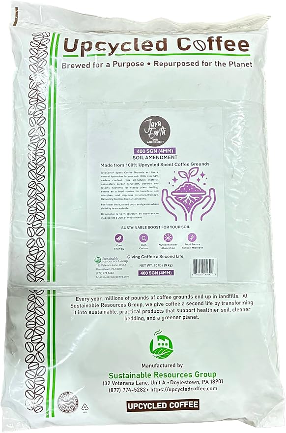 400 SGN (4MM) - Java Earth Soil Amendment Dry Spent Coffee Grounds 20 lbs (9.072kg)