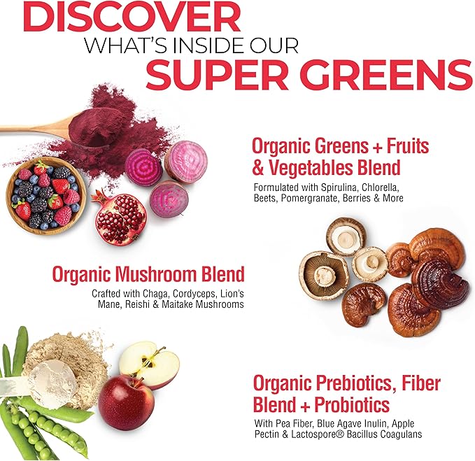 Country Farms Super Greens Berry Flavor 50 Organic Foods USDA Drink Mix Multicolor Multi 40 Servings 21 Oz 2 Pack