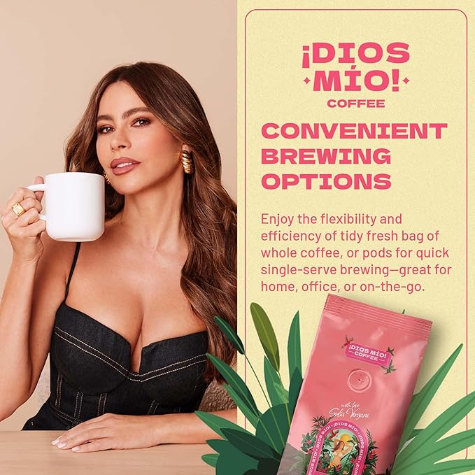 Dios Mio Coffee by Sofia Vergara Light Roast Whole Bean Premium Colombian Coffee 12 Ounce Bag (Pack of 2)