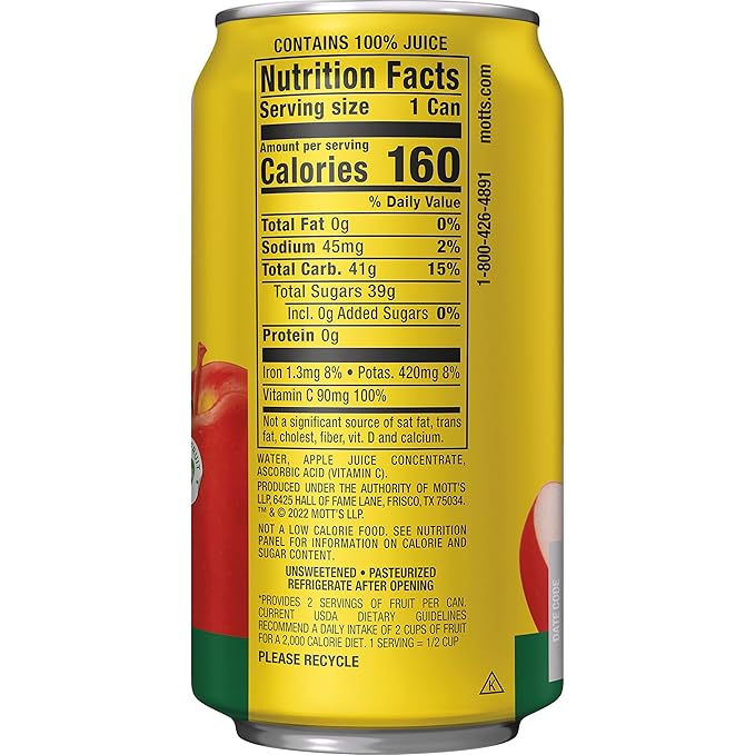 Mott's 100% Original Apple Juice 11.5 fl oz can (Pack of 24)