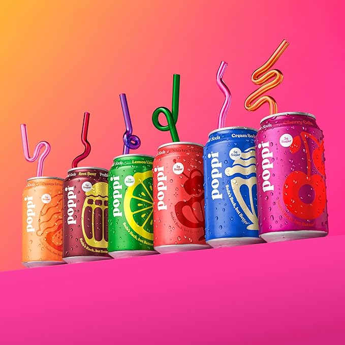 Poppi Sparkling Prebiotic Soda Beverage with Apple Cider Vinegar Seltzer Water and Fruit Juice Major Mix Variety Pack 12 Fl Oz Pack of 12 Packaging May Vary