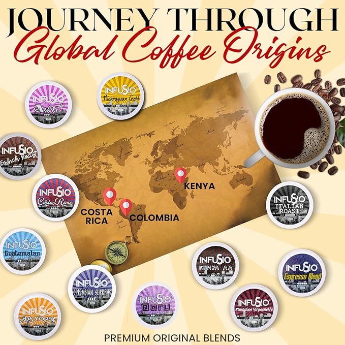 InfuSio Coffee Pods – 96 Count Espresso Roast (Dark Roast Coffee) Single Serve Coffee Pods for Keurig K Cup® Brewers Compatible with Keurig 2.0 Brewers