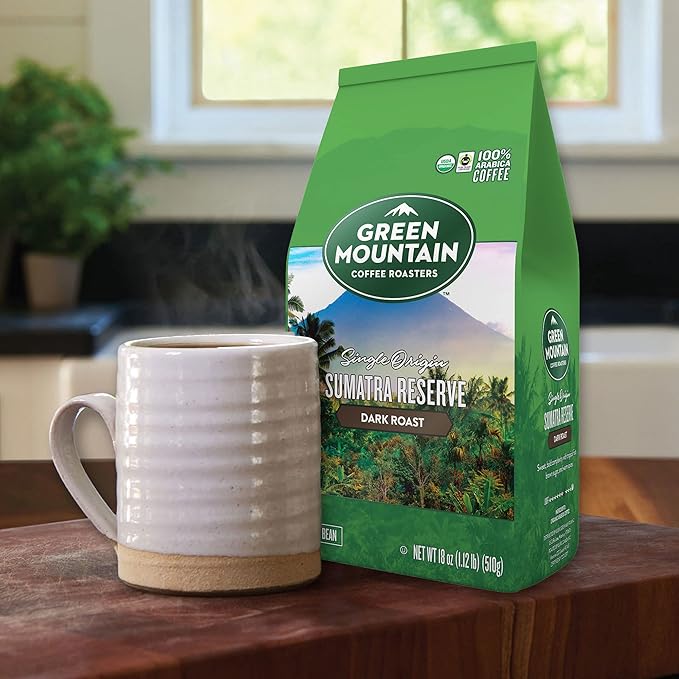 Green Mountain Coffee Roasters Sumatra Reserve Whole Bean Coffee Dark Roast Bagged 18 oz (Pack of 2)