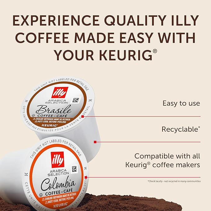 illy Coffee K Cup Pods for Keurig Machines Brasile &amp Colombia Single Origin Medium Roasts 100% Arabica Premium Italian Coffee 10 Count 6 Variety Pack