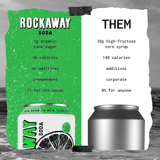 ROCKAWAY Lime Mint Soda Drinks - Low calorie drinks made from Real Fruit Juice All Natural - Soda Pop Drinks Gluten Free Vegan GMO Free - 12oz (12 Pack)