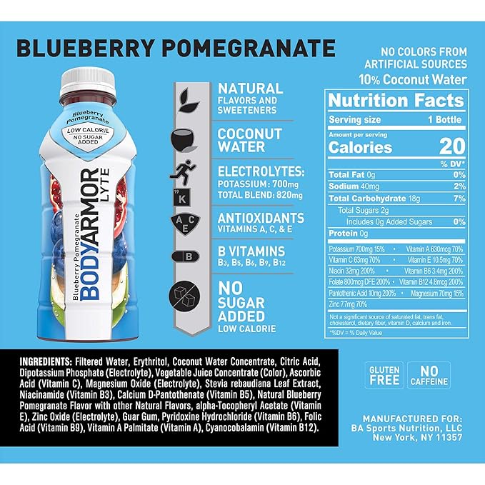 BODYARMOR Lyte Variety Pack Of 4 Flavors Sports Drink 20 Pack Of 16 Oz Net Wt 320 Fl Oz