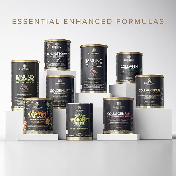 Essential Nutrition - Collagen Gut - Collagen Peptides Powder - Gut health supplement Immunity - Prebiotic Fiber Turmeric Extract FODMAP Friendly Sugar-Free - Orange &amp Blueberry- 15oz (20 Servi