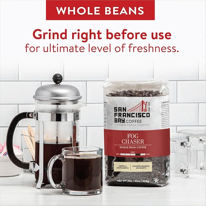 San Francisco Bay Coffee - Medium-Dark Roast Whole Bean Coffee - Fog Chaser (2 lb bag)