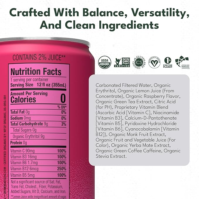 Marquis Natural Energy Drinks Sugar Free Zero Calories 100mg Organic Plant Based Caffeine Yerba Mate Green Tea &amp Green Coffee - Vitamin C &amp Bs - Healthy Energy Drink Variety Pack - 12oz Cans