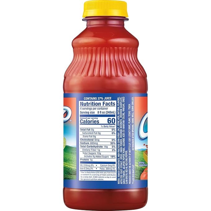 Clamato Picante Tomato Cocktail 32 fl oz bottle (Pack of 12) Authentic Spicy Flavored Tomato Juice Perfect Mixer for Micheladas and Bloody Mary Drinks and other Cocktail Spirits