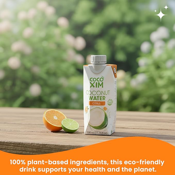 COCOXIM Ready to Drink Coconut Water with Citrus Juice – 11 oz (Pack of 12)|100% Natural &amp Fresh with Electrolytes &amp Nutrients | Halal &amp Kosher Certified | Alternative to Soda Soft Drinks