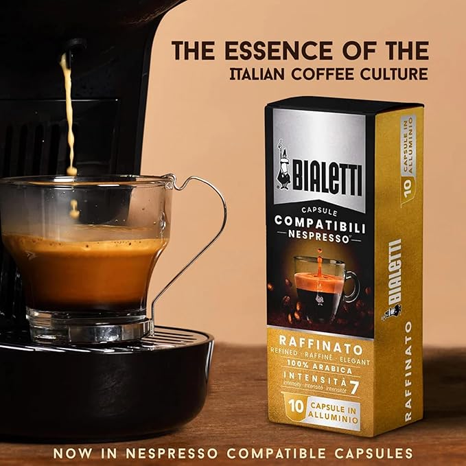 Bialetti Raffinato Espresso Capsules 60 Pack – Original Line Compatible Pods Intensity 7 Refined Arabica Coffee with Fruity and Cocoa Flavor
