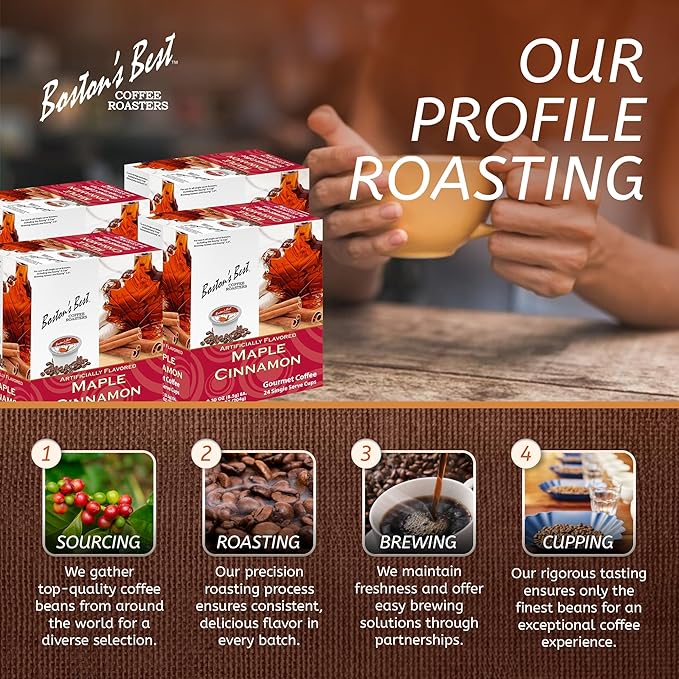 Boston’s Best - Maple Cinnamon Flavored Delicious Gourmet Coffee Compatible with Keurig Coffee Maker 24 Count (Pack of 4)