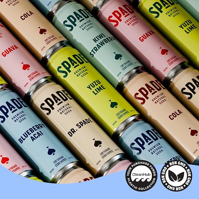 Spade Soda Blueberry Acai 12 Pack Premium All-Natural No Sugar No Calories Electrolytes Magnesium Potassium Healthy Non GMO Sweet Quality Stevia No Artificial Sweeteners Great Taste Bold Ta