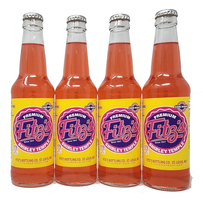 4 Pack of Soda Pop Soft Drink 12oz Glass Bottles (12oz Shirley Temple)