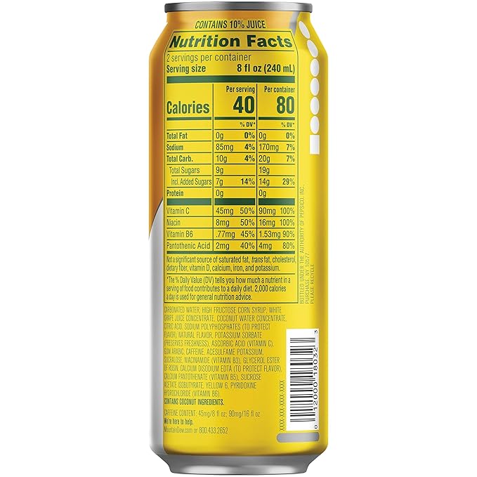 Mountain Dew Kickstart Pineapple Orange Mango 90mg Caffeine Vitamins B &amp C 80 Calories 10% Juice 16 fl oz (Pack of 12)