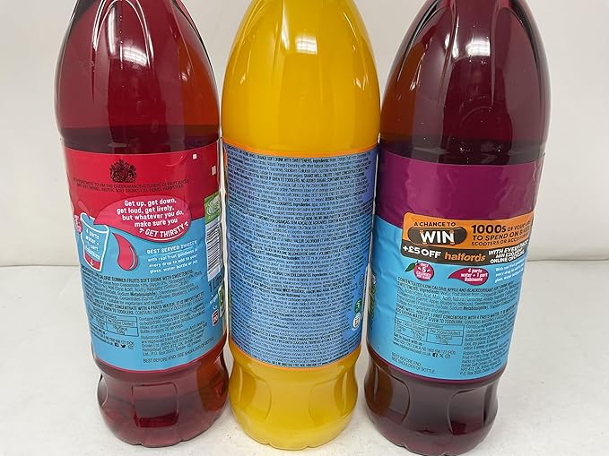 No Added Sugar Fruit Squash 1L Variety of 3 (Summer Fruits Orange Apple &amp Blackcurrant)