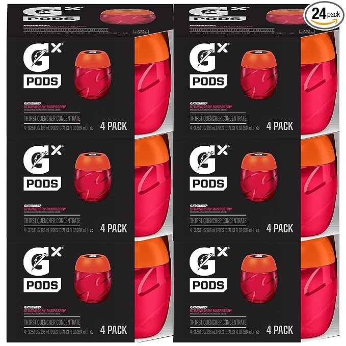 Gatorade unisex adult Gatorade GX Pods Strawberry Raspberry 4 Count (Pack of 6)