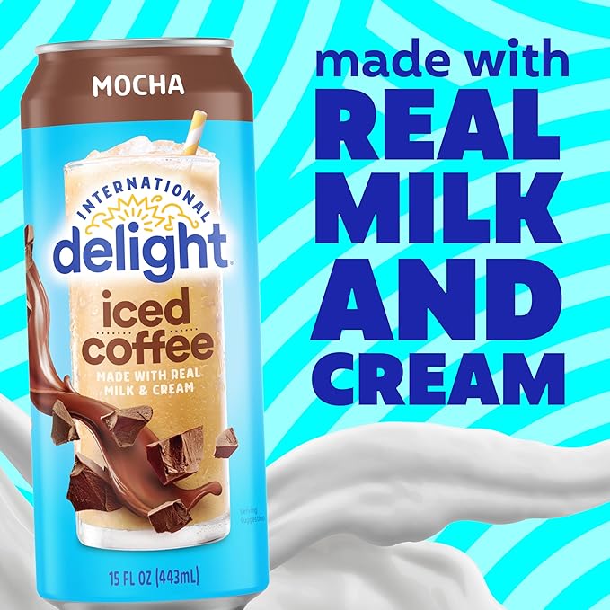 International Delight Iced Coffee Mocha Grab and Go Coffee Drinks Made with Real Milk and Cream 15 FL OZ Can 12 Count