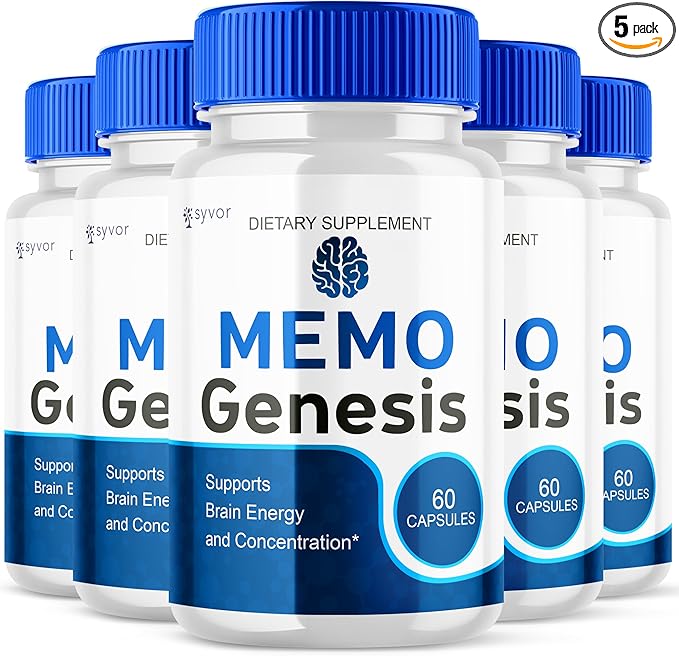 (5 Pack) Memo Genesis Capsules Official Memogenesis Brain Health Support Pills with All Natural Ingredients Advanced Brain Energy Supplement with Max Strength Vitamins for Women &amp Men (300 Capsu