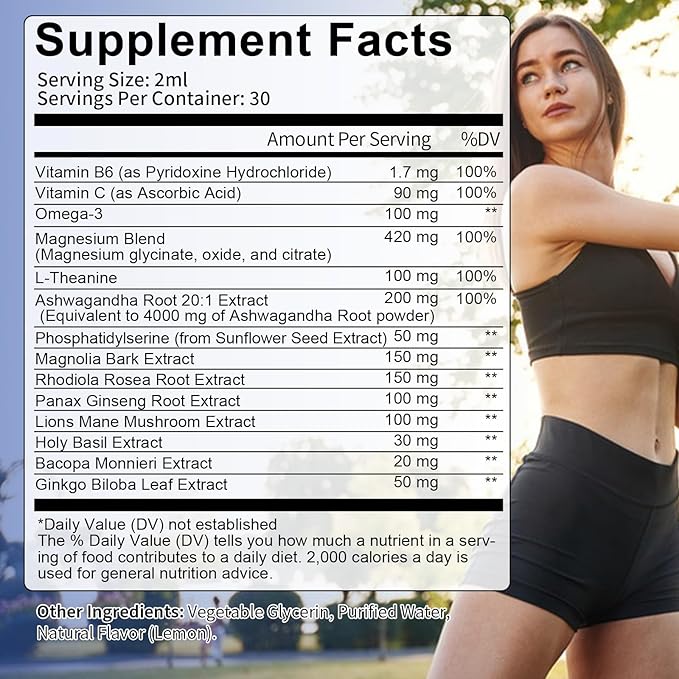 Totaria cortisol Supplement Liquid Drops Hormone Balance for Women Men with Magnesium ComplexAshwagandhaRhodiola RoseaL TheaninePhosphatidylserine Supplements Mood Focus Sleep Support 2 FL.OZ