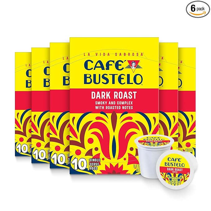 Café Bustelo Dark Roast Single Serve Coffee Pods 10 Count (Pack of 6)