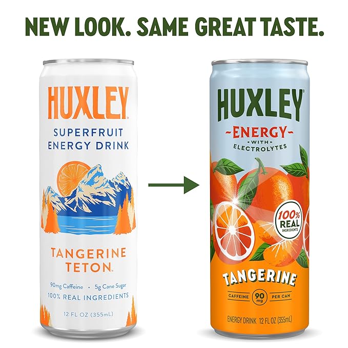 Huxley Superfruit Energy Drink Variety Pack 90mg Natural Caffeine Electrolytes for Hydration 100% Real Ingredients 5g Organic Cane Sugar No Artificial Sweeteners or Flavors L-theanine for Susta