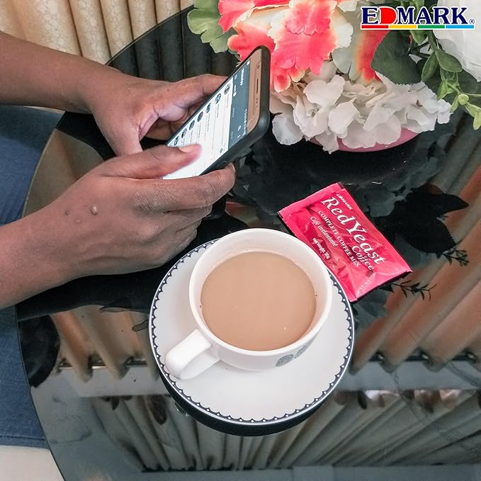 EDMARK Red Coffee - ZERO Sugar | Organic Instant Coffee w/Rose Petal Extract | Aromatic Red Coffee Pods for Daily Energy Focus Wellness &amp Coffee Lovers | 15g x 20 Convenient Sachets