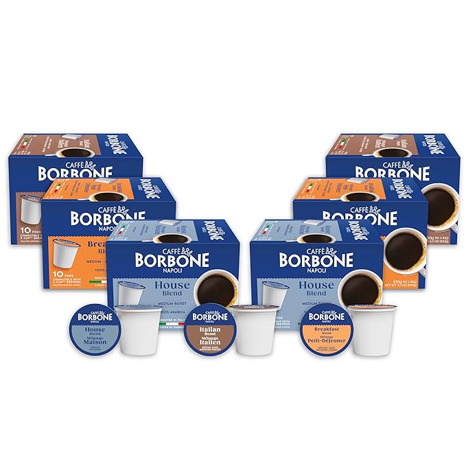 Caffè Borbone Variety Pack Coffee Pods (60 Count) – House Breakfast &amp Italian Roast Blends for a Smooth Bold &amp Balanced Brew – Single Serve Coffee Pods Compatible with K-Cup Brewers