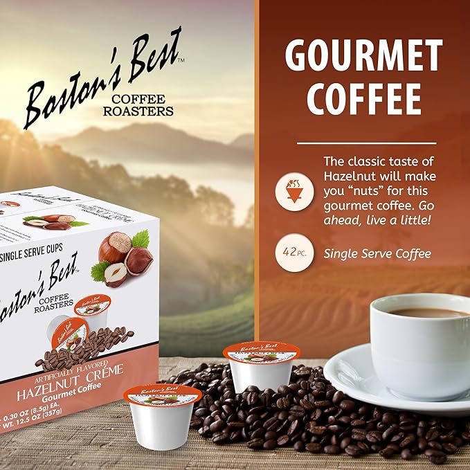 Boston’s Best - Hazelnut Creme Flavored Delicious Gourmet Coffee Compatible with Keurig® Coffee Maker 1 Count (42 Single Serve Cups)