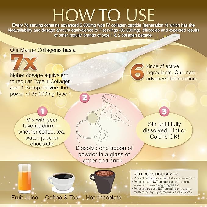 Nano Advanced Hyaluron &amp Marine Collagen Peptide IV Plus Powder – Japanese 6-in-1 Beauty Formula for Skin Hair &amp Nails Hydrolyzed Collagen with Hyaluronic Acid Vitamin C Unflavored 32 Ser