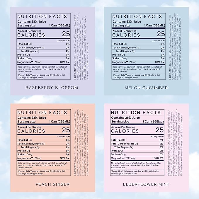 TRIP Lightly Sparkling Adaptogen Seltzer Non-Alcoholic Mocktail with Magnesium Ashwagandha Lions Mane &amp L Theanine No Added Sugar Vegan Original Variety Pack 12 Oz 12Pk